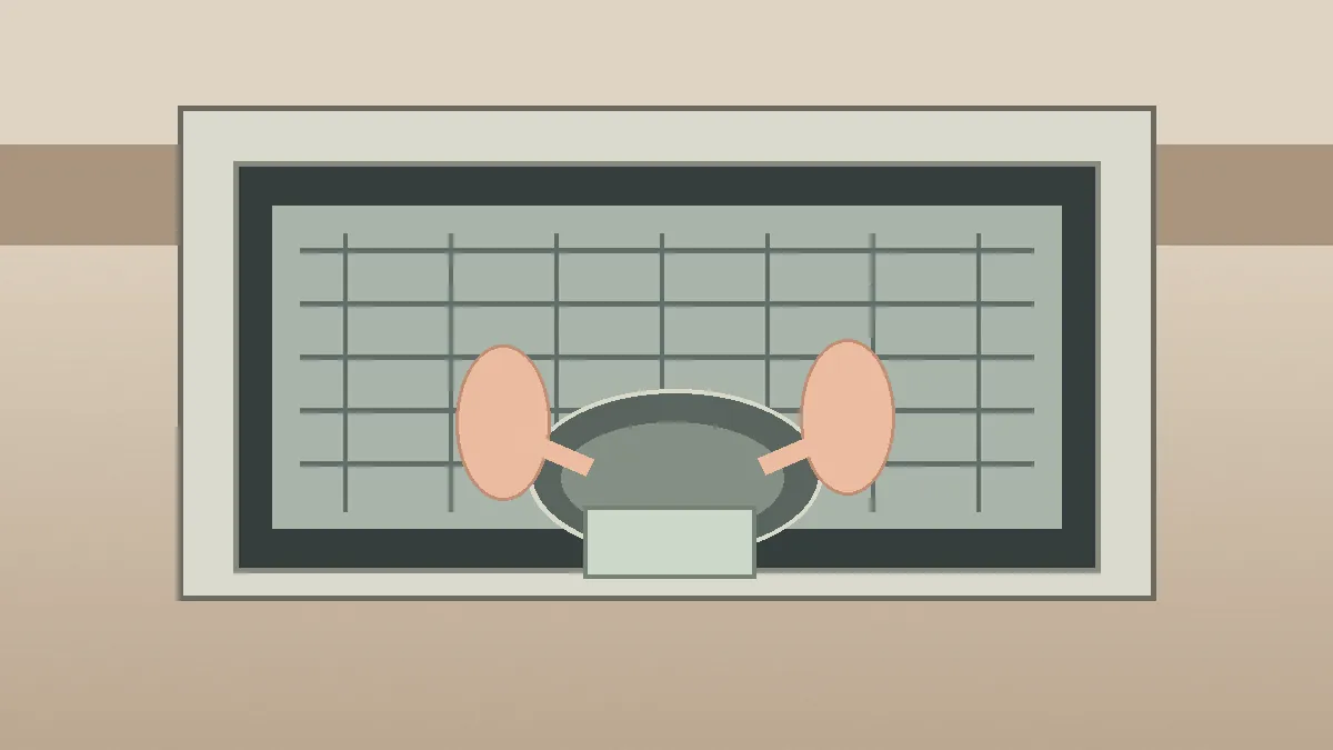 食洗機から残さいフィルターを外す手元